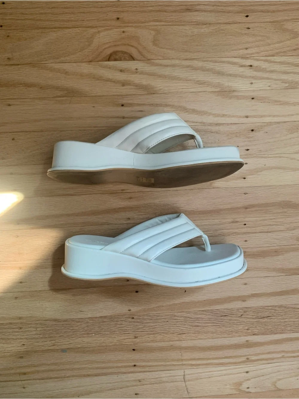 Princess Polly white platform sandals with quilted straps
